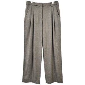 ALC Franklin Wool Alpaca Check Plaid Trousers - Gray & Brown Loose Fit Pants